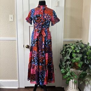 J.Marie Long Midi Tiered Ruffled Dress